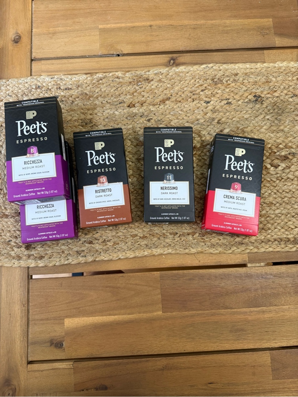 Espresso Peet's Assorted Box Set -5 boxes Nespresso compatible
